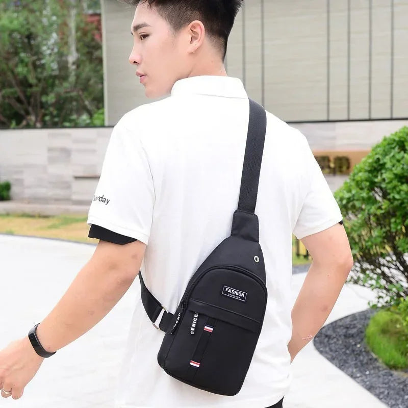 2025 New Chest Bag Messenger Pack Men Simple Nylon Fashion Waterproof One Shoulder Crossbody Bag