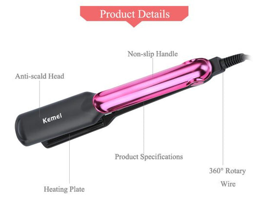 Kemei Km – 2113 Tourmaline Ceramic Coating Styling Tools Fast Heating Flat Iron Professional Electric Hair Straightener